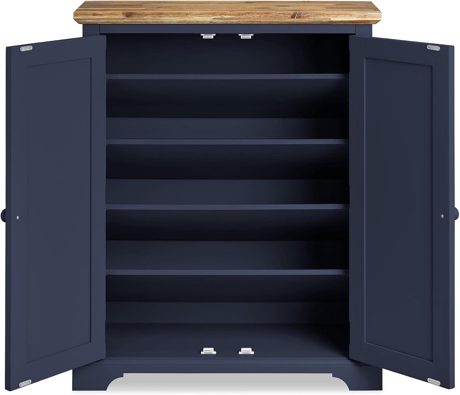 Navy Blue Wooden Shoe Cabinet with Adjustable Shelves & Airflow Doors
