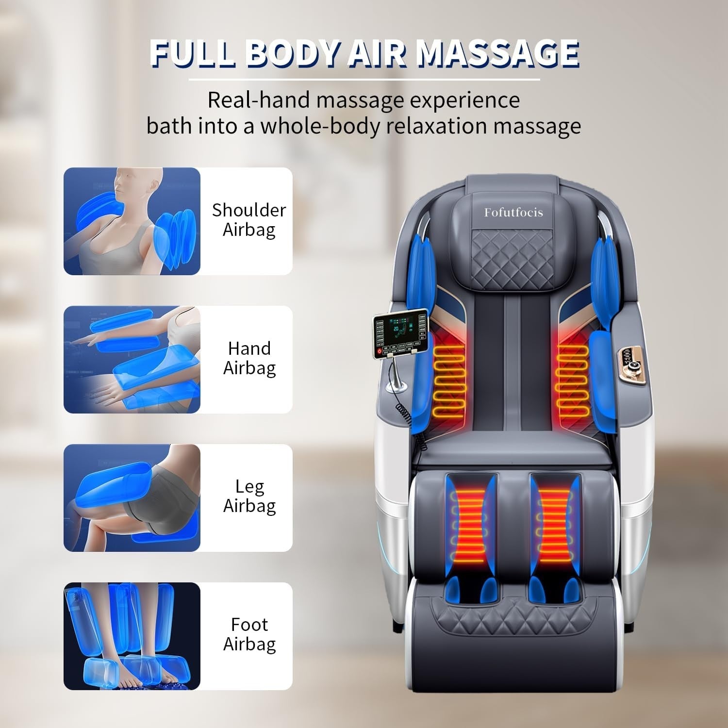 Full Body Massage Chair Recliner Zero Gravity Heat AI Voice SL Track