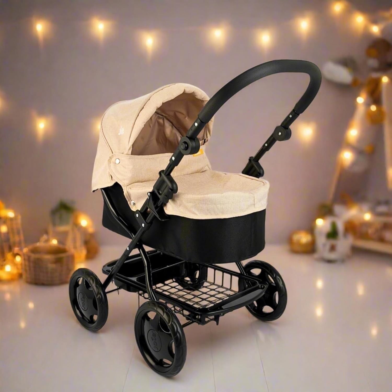 Classic Dolls Pram with Parasol & Bag, Foldable Toy Pushchair, Ages 3+