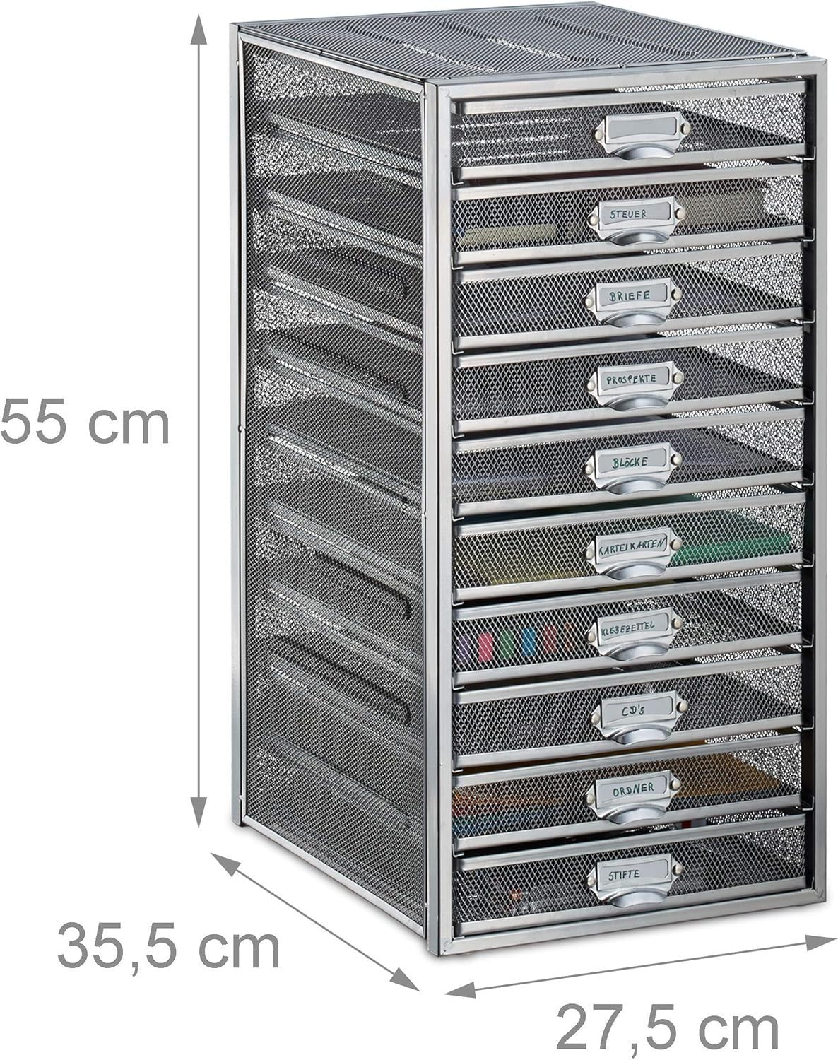 10-Drawer Desk Organizer for A4 Files, Letter Tray & Office Storage