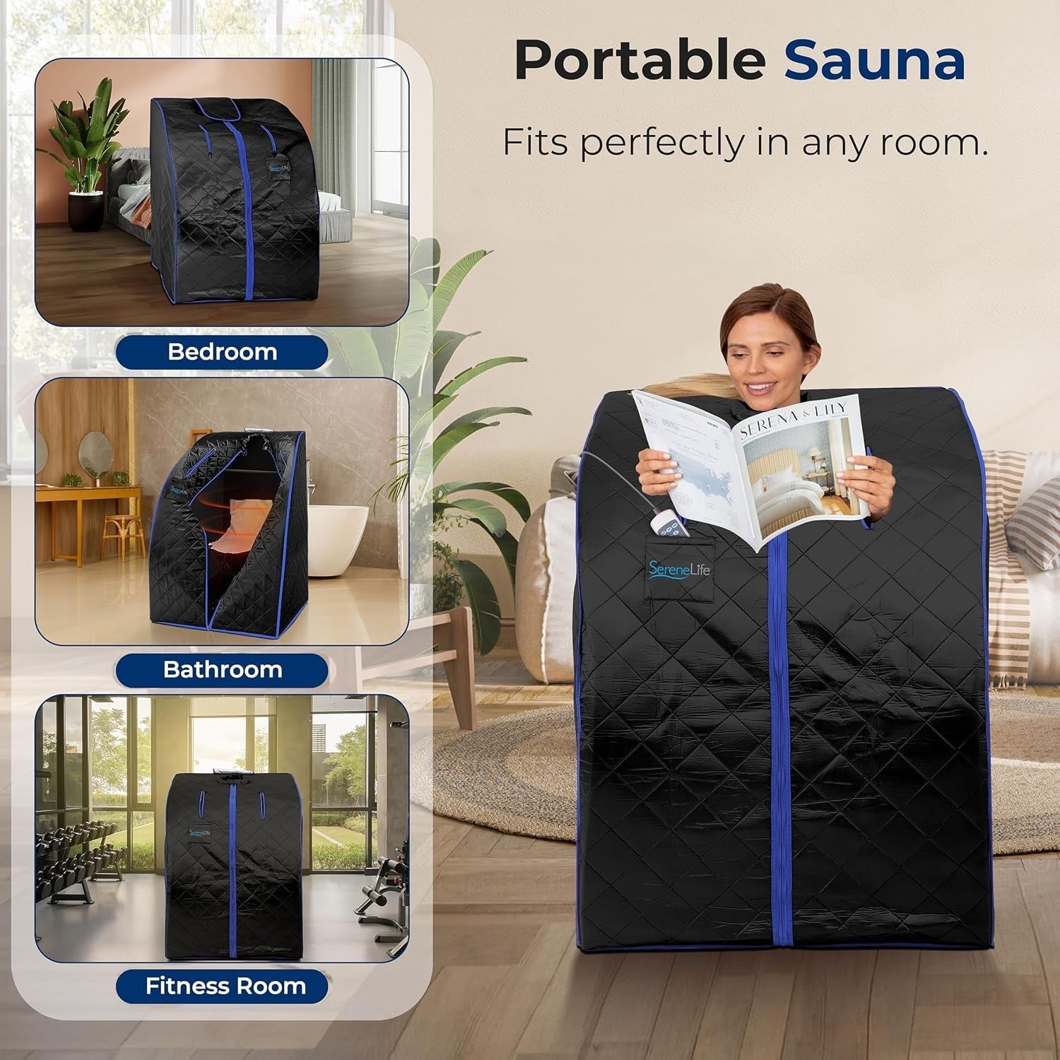 Portable Home Sauna Tent 1-Person – Infrared Steam w/ Foot Pad, Chair & Remote
