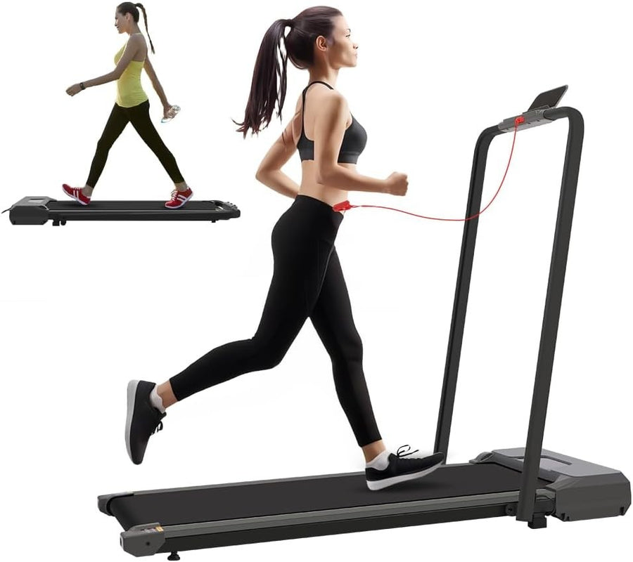 2-in-1 Foldable Under Desk Treadmill 2.5HP LED Home Gym Black
