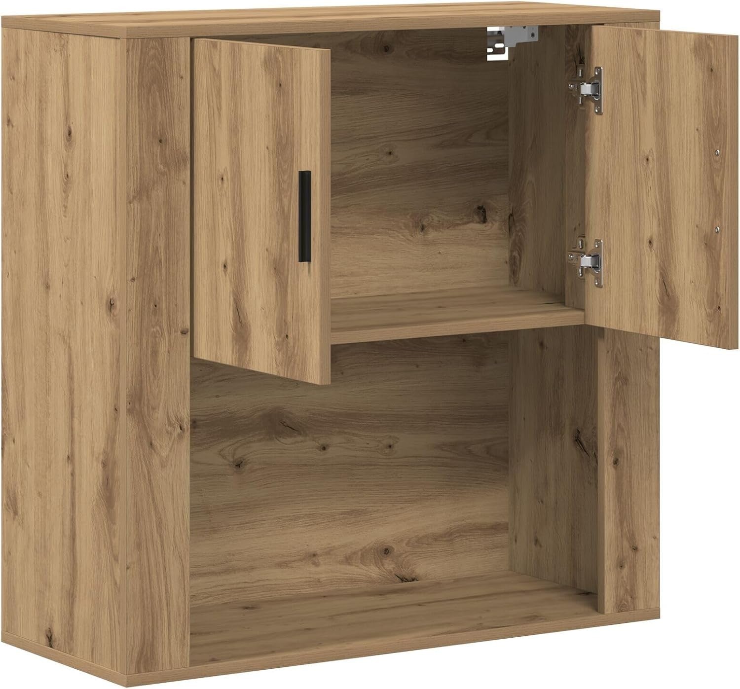 Medium Oak Storage Cabinet with Dual Doors & Spacious Shelf - Easy Assemble