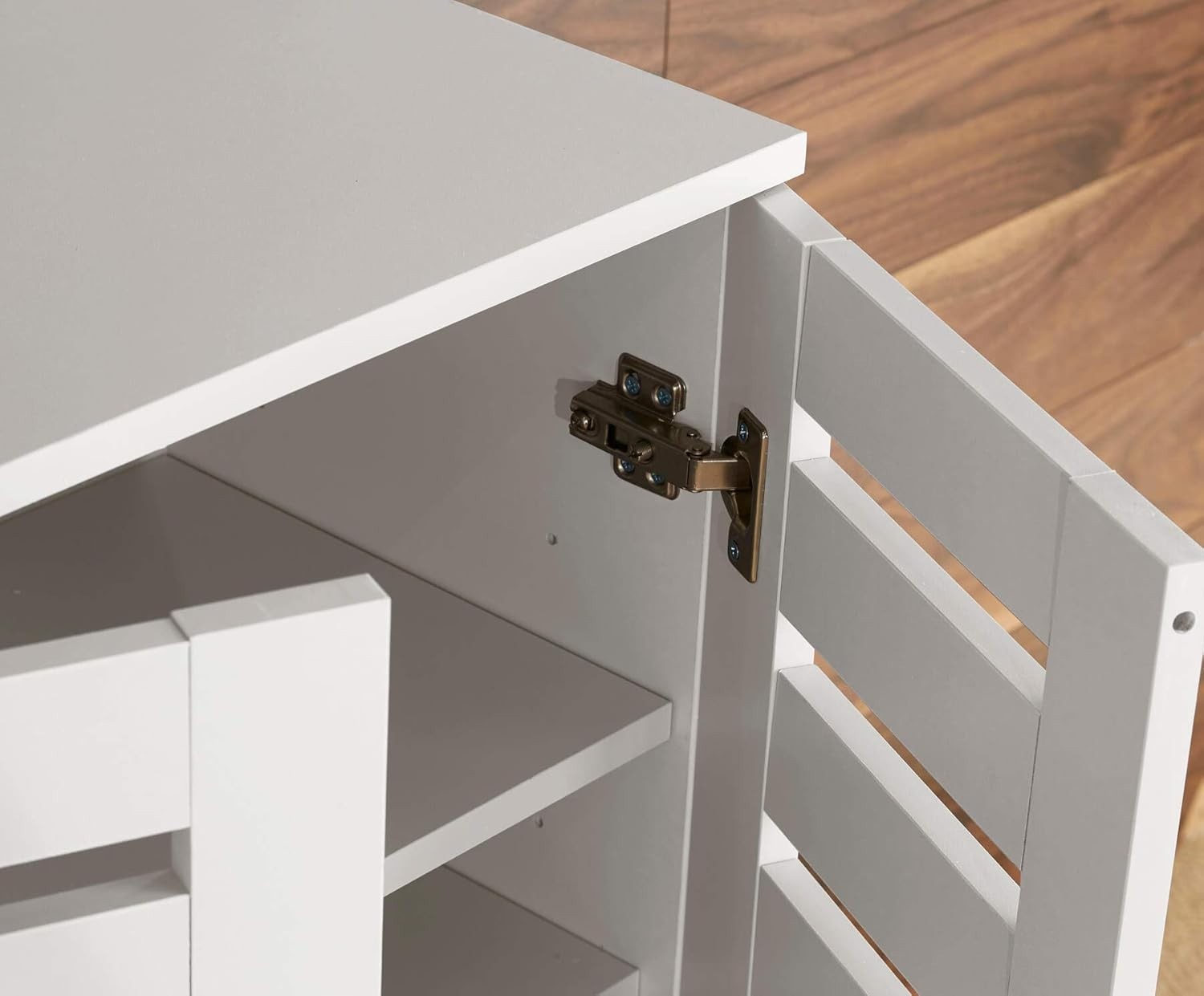 2-Door Wooden Shoe Cabinet with 5 Shelves, 60x33x87 cm White