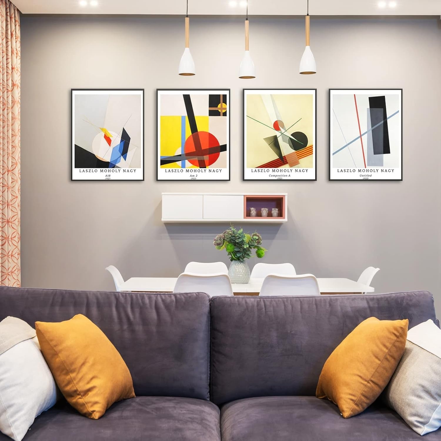 Abstract Geometric Wall Art Prints Set 4 11x14 Modern Unframed