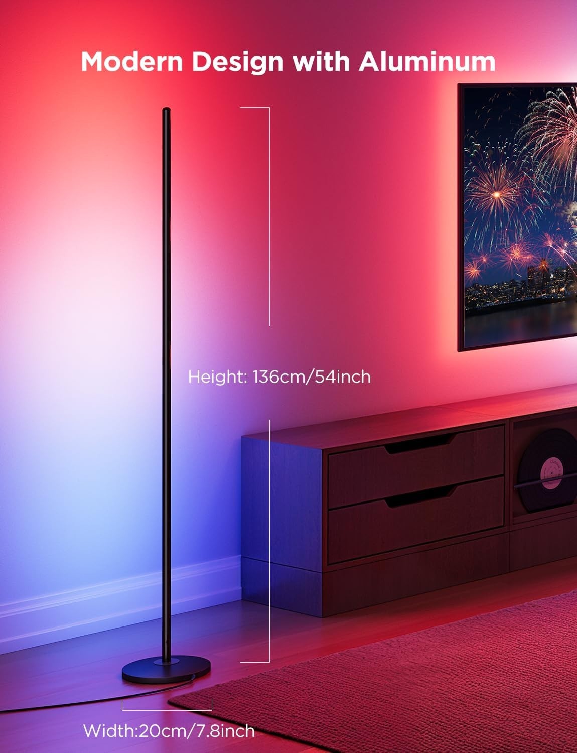 Smart RGB Corner Floor Lamp 2-Pack LED Mood Light Music Sync Alexa Control