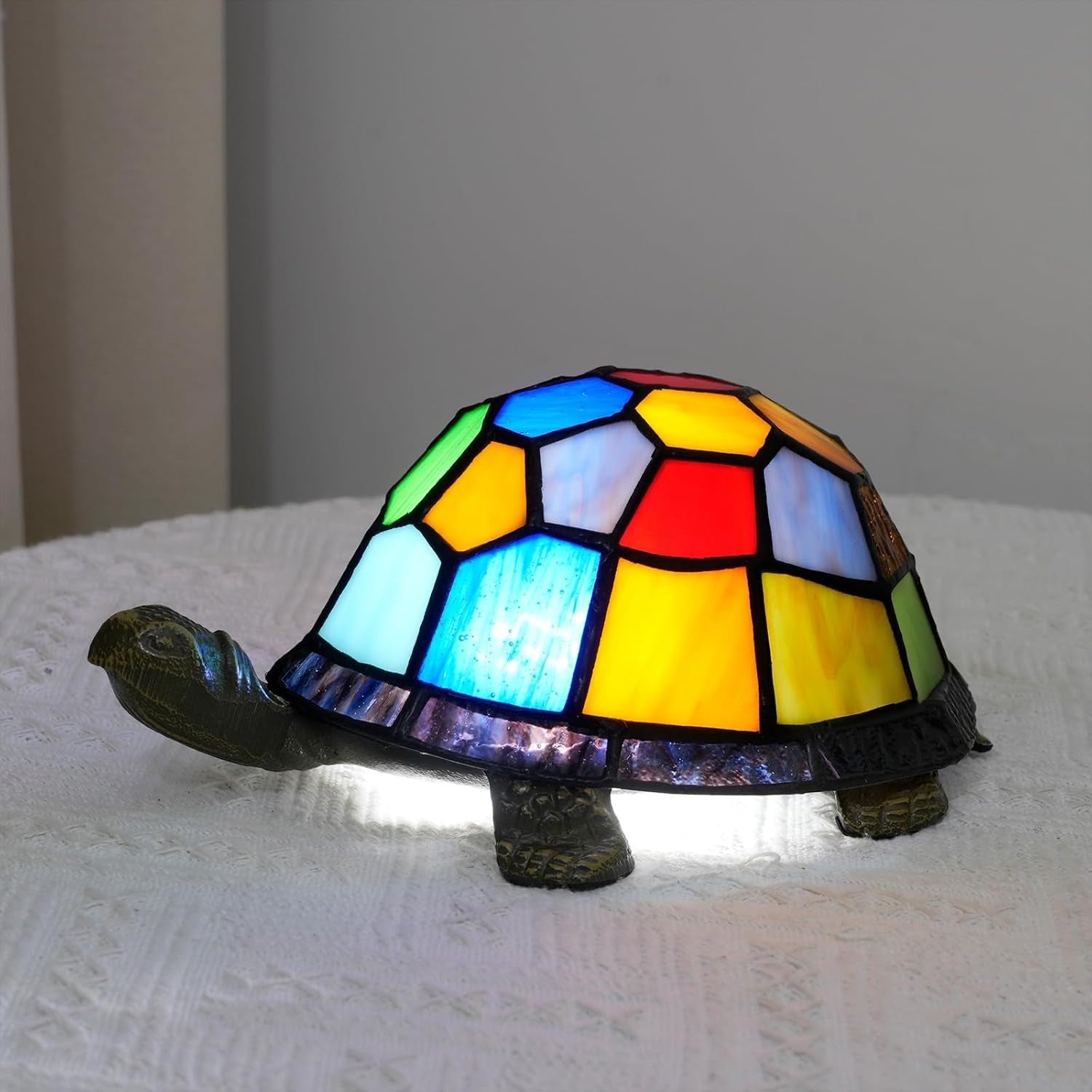 Stained Glass Turtle Lamp Night Light | Kids Room Decor | Table & Desk Lamp