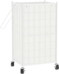 100L White Rolling Laundry Hamper Metal Frame with Wheels & Removable Bag