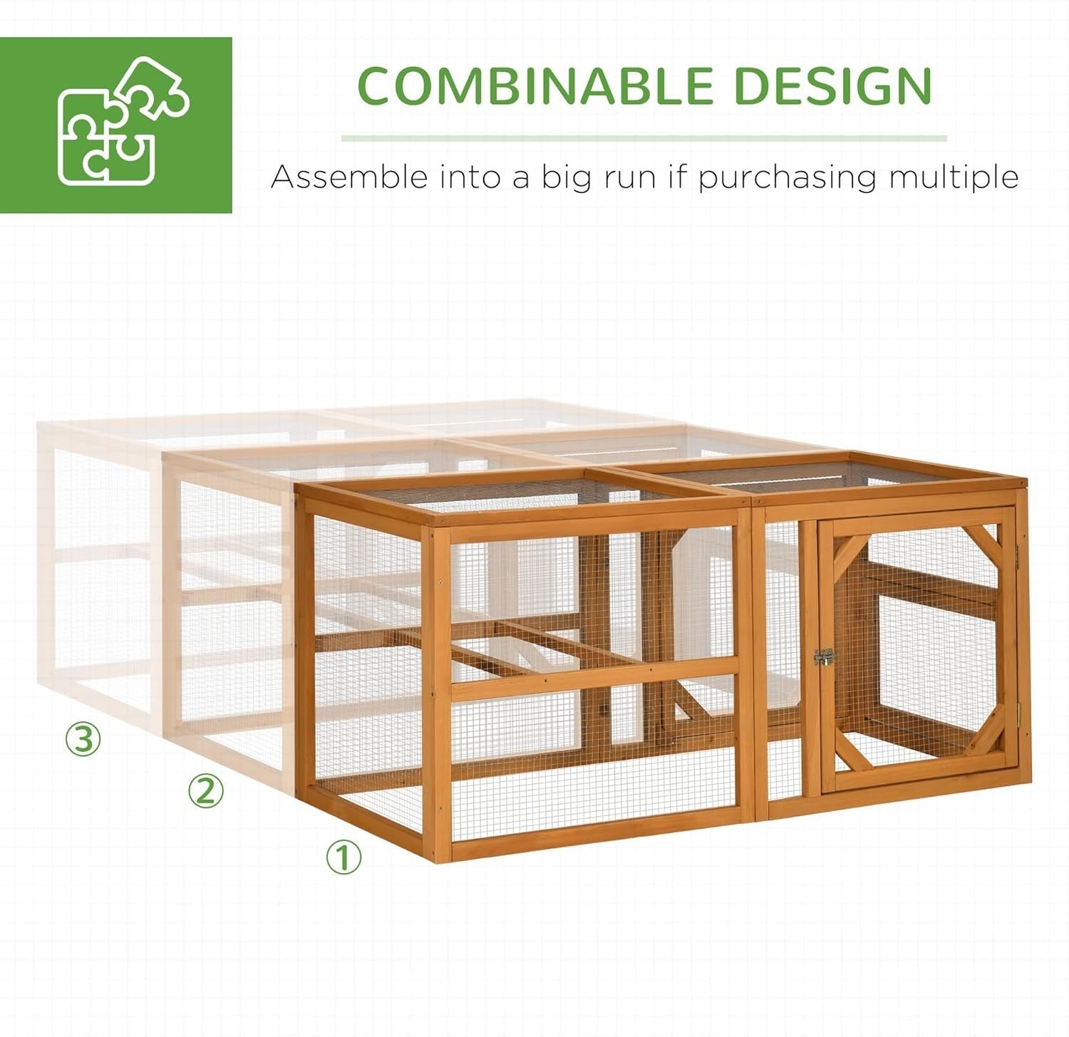 Large Wooden Chicken Coop & Run 150x100x96cm 8 Birds