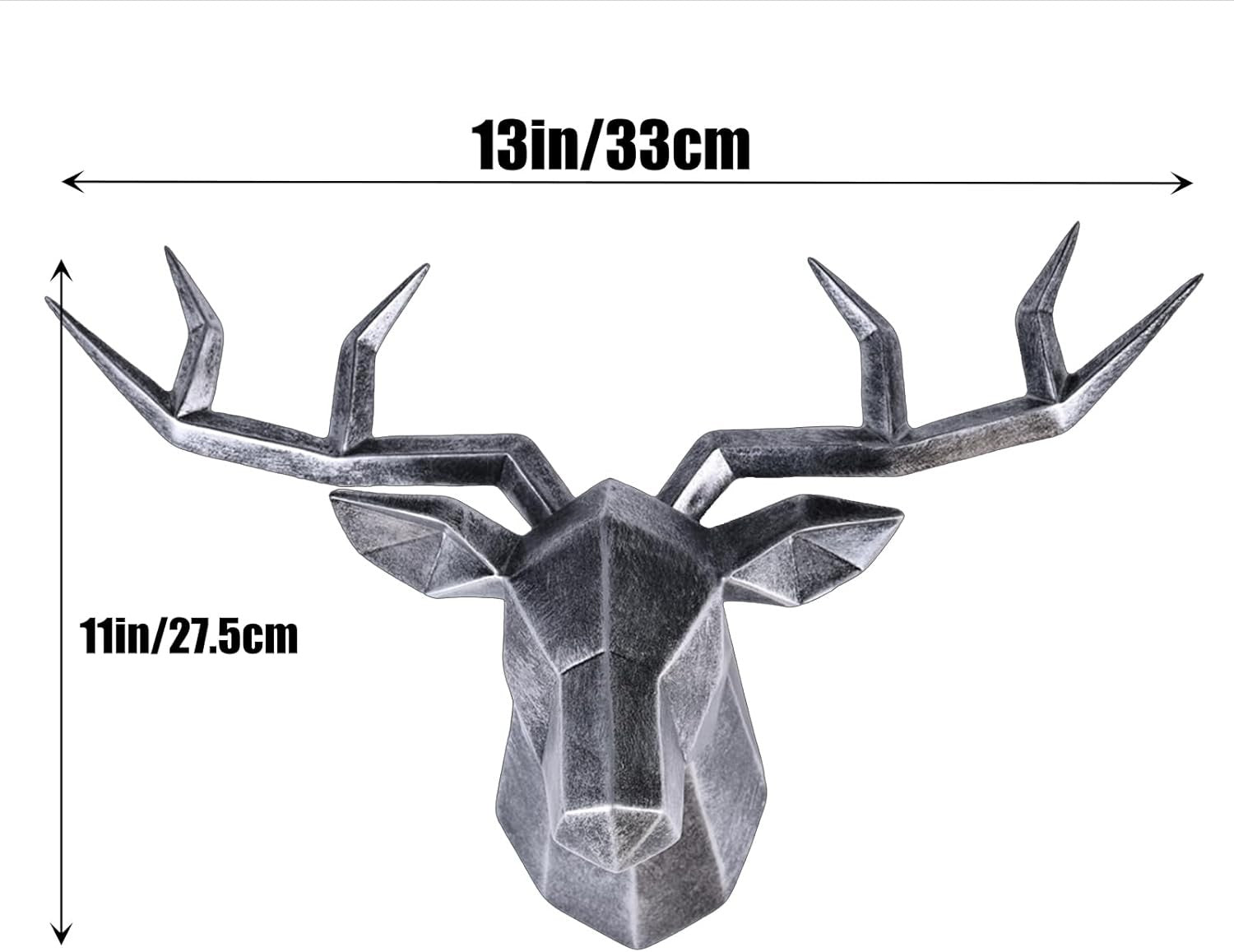 Silver Deer Head Wall Art Faux Resin Stag