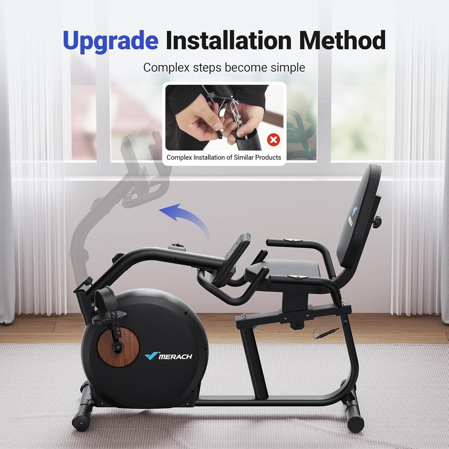 Recumbent Exercise Bike Bluetooth App LCD Heart Rate Quiet Magnetic Home Gym