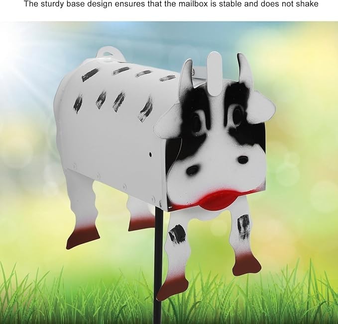 Large Cow Mailbox Outdoor Iron Animal Letter Box | Weatherproof Parcel Slot