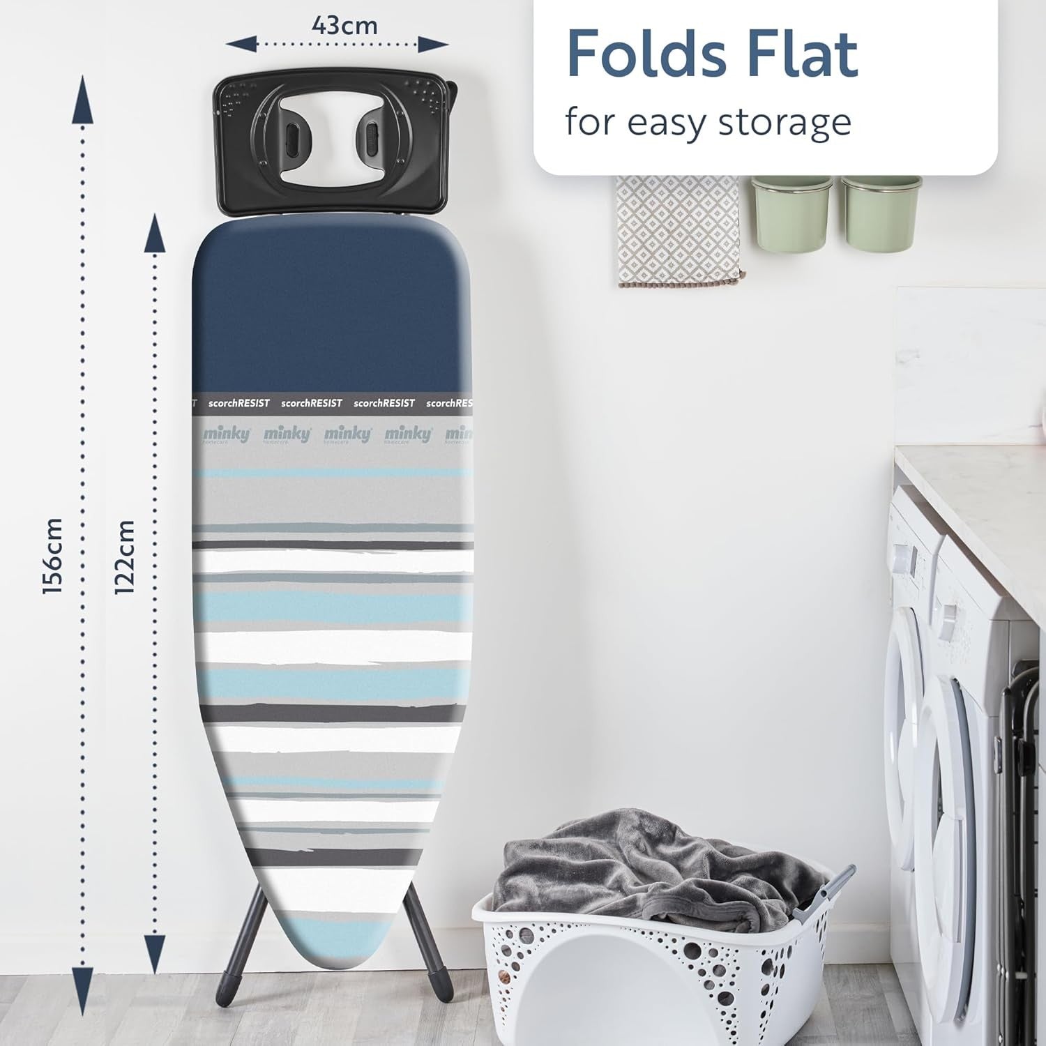 Extra Wide Ironing Board 122x43cm Steam Generator Compatible Adjustable