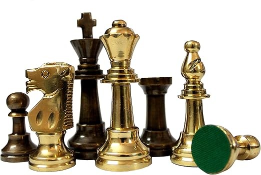Luxury 20" Green Marble Chess Set – Large Inlaid Board + Brass Crafted Pieces