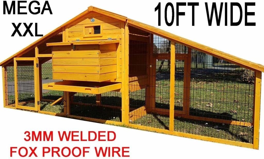 10FT XXL Chicken Coop 3mm Welded Wire Run 302cm