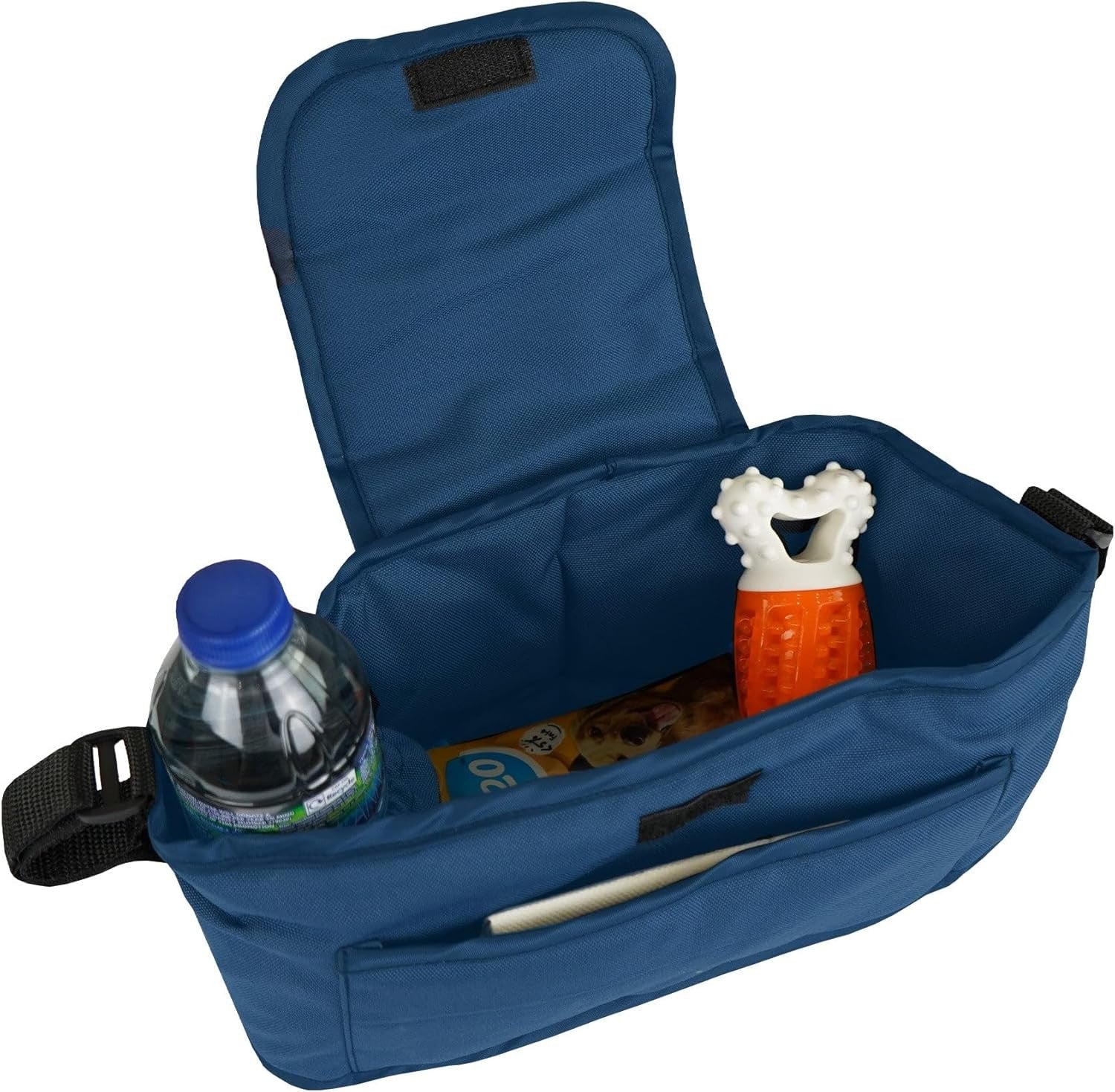 Blue Pet Stroller Pushchair with Caddy Bag Foldable 15kg Travel Pram