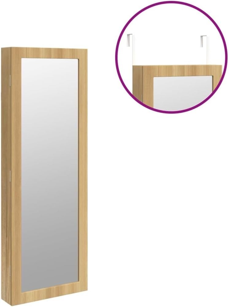 LED Wall Mounted Jewelry Cabinet Mirror Lockable Slim Storage Armoire