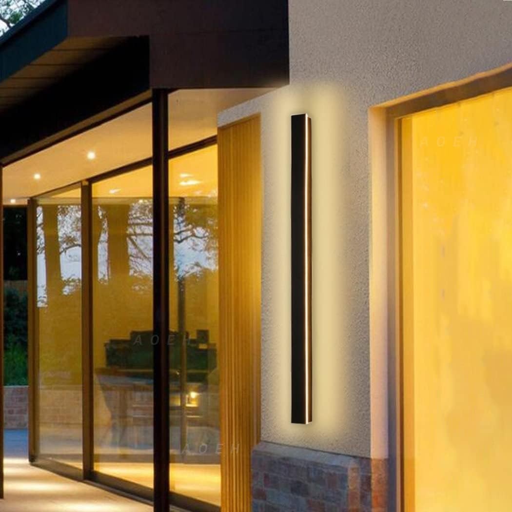 Waterproof Outdoor LED Wall Light 80cm, IP65 Black Sconce, 25W