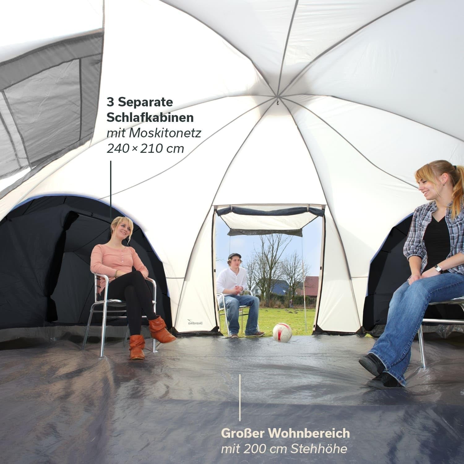 12 Person Family Camping Tent 3 Dark Rooms Sun Canopy