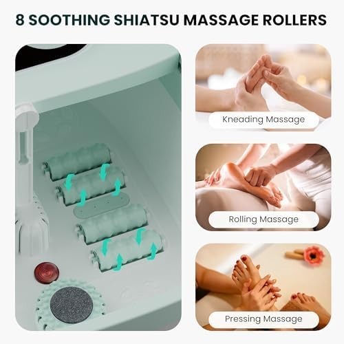 Shiatsu Foot Spa Massager with Heat, Deep Kneading, Bubbles & Rollers