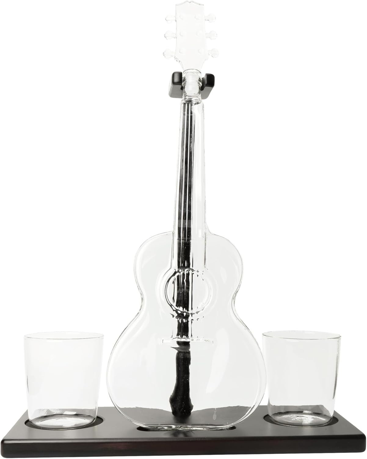 Guitar Shape Whiskey Decanter Set 1L with Glasses & Wood Stand | Music Lover Gif