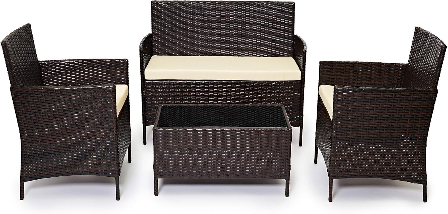 Rattan Garden Sofa Set 4 Seater Outdoor Patio Furniture with Cushions