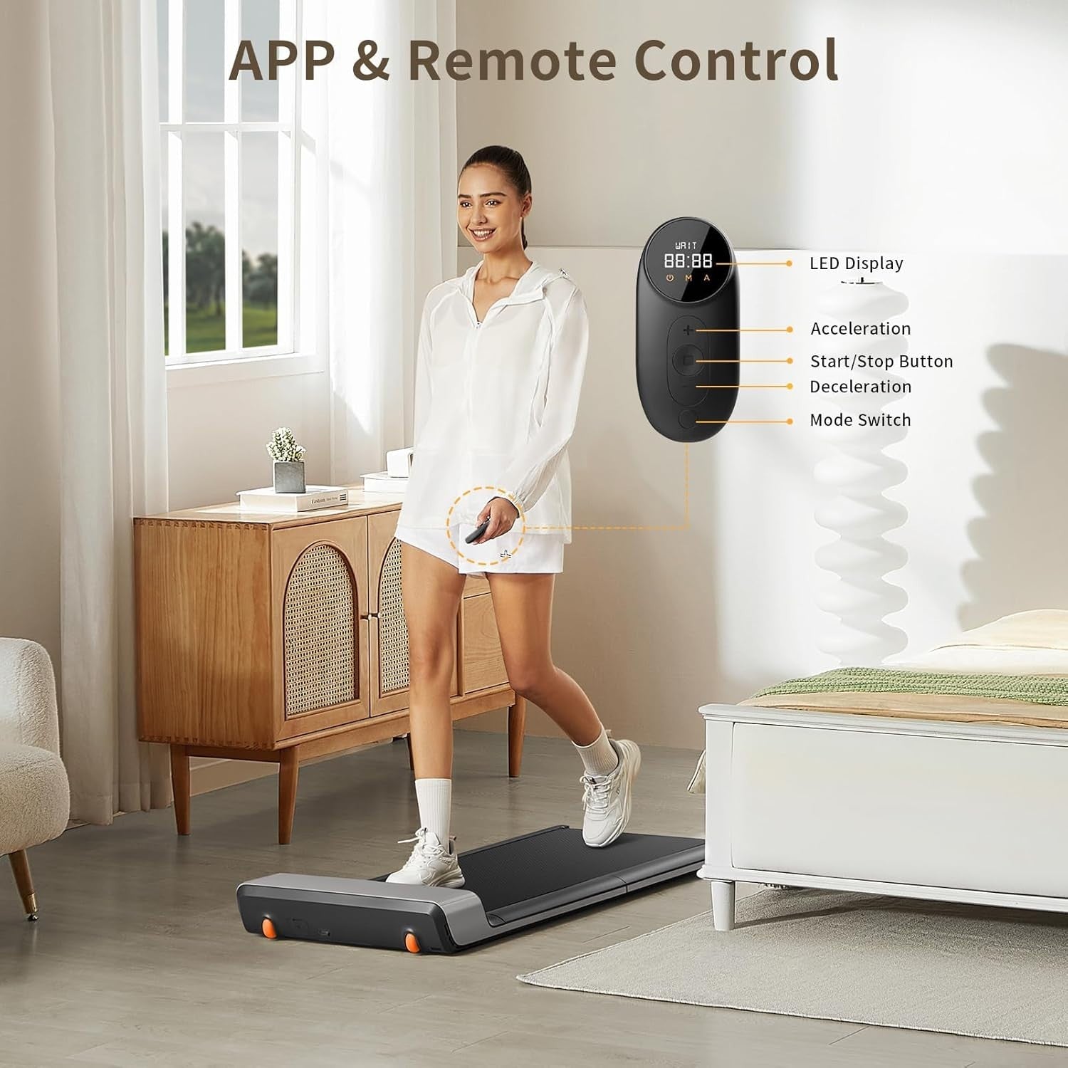 Compact Foldable Under Desk Treadmill 6km/h Home Office Walking Pad