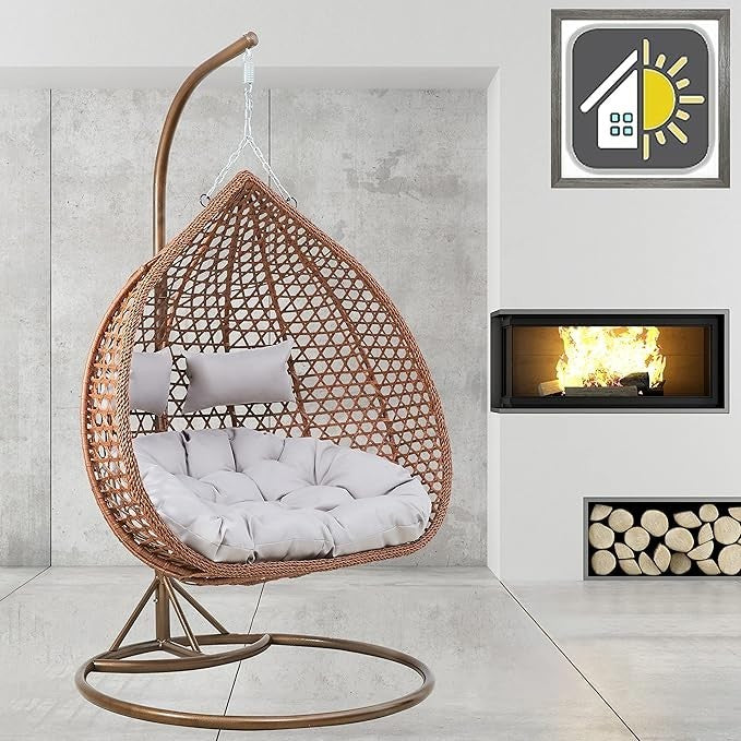 Luxury Double Hanging Egg Chair with Cushions & Cover – Indoor Outdoor Swing