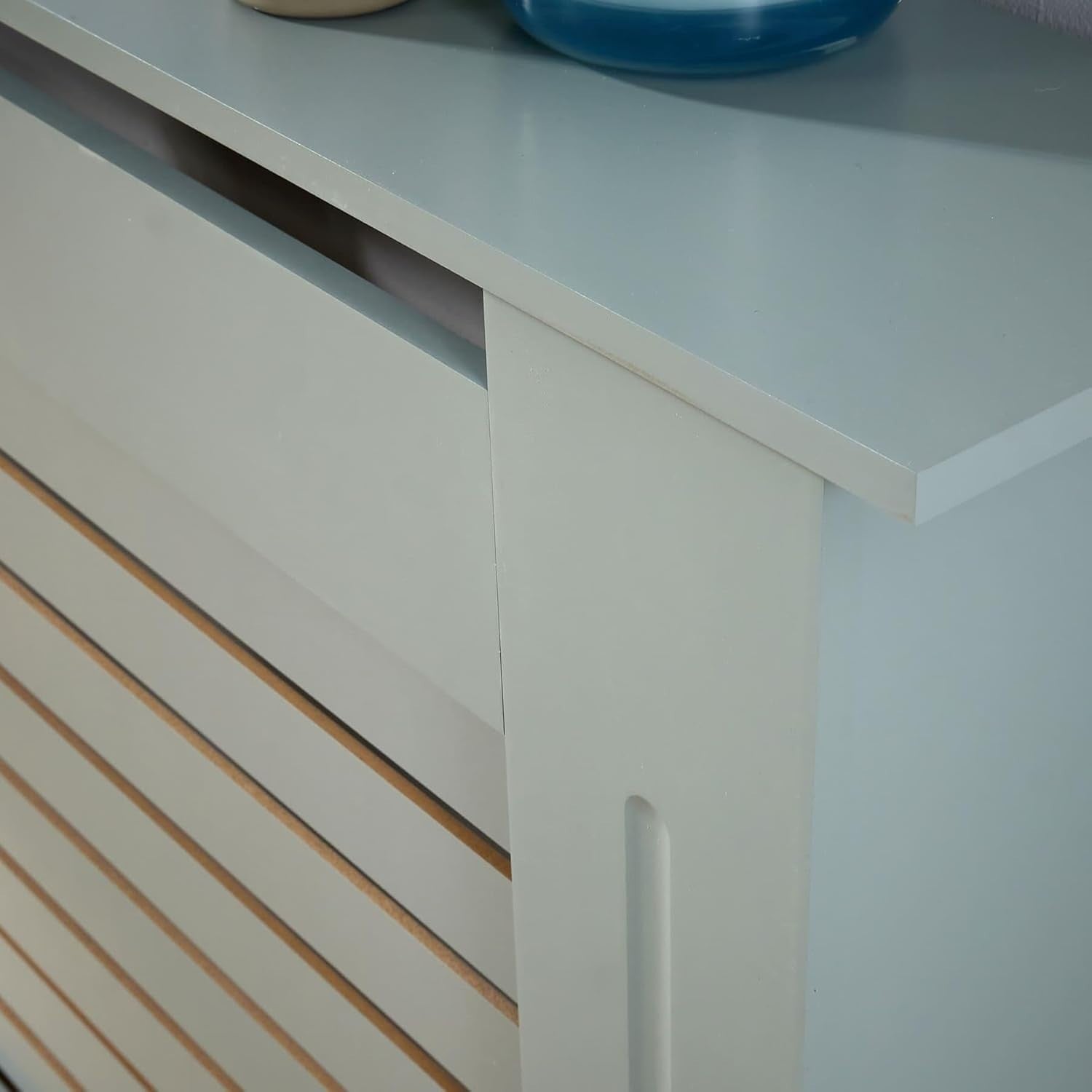 Grey Radiator Cover Wooden Slatted Grill Cabinet Shelf 172x19x82cm Extra Large