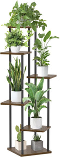 6 Tier Tall Metal Wood Plant Stand Indoor Outdoor Corner Display Shelf Rack