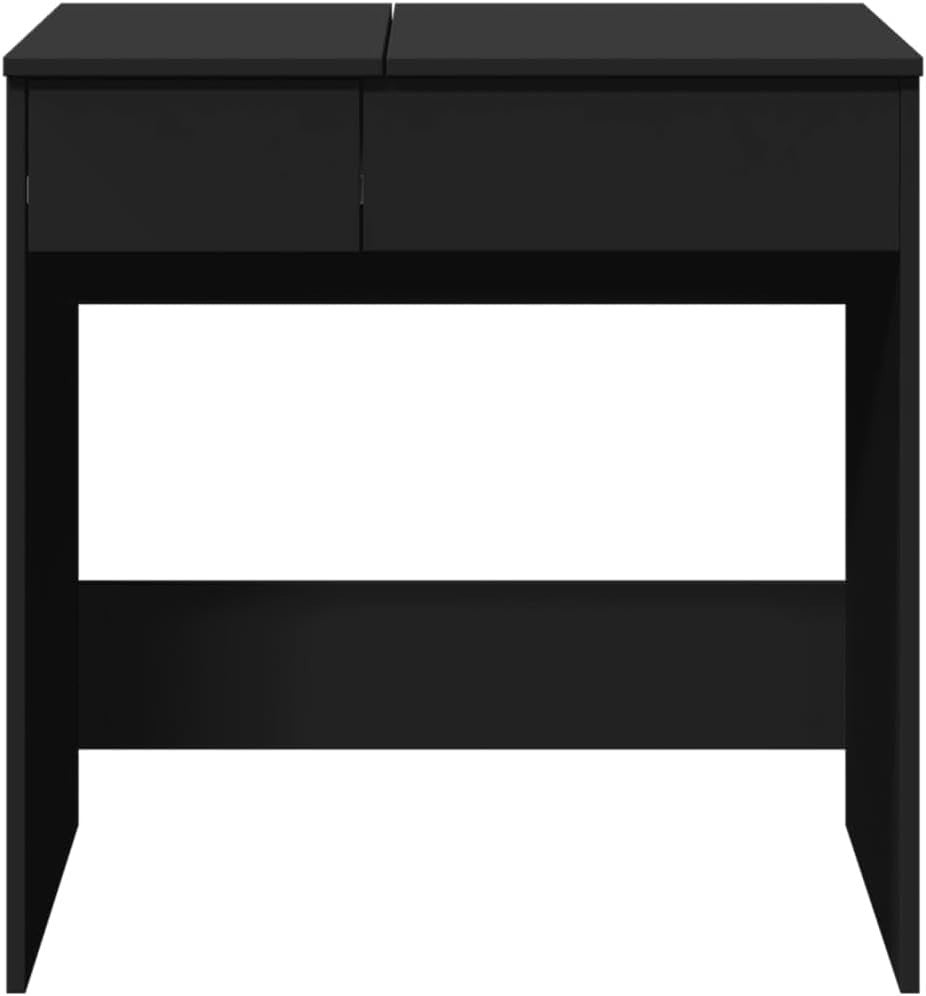 Modern Black Dressing Table Makeup Vanity Desk Storage Drawer Mirror Set