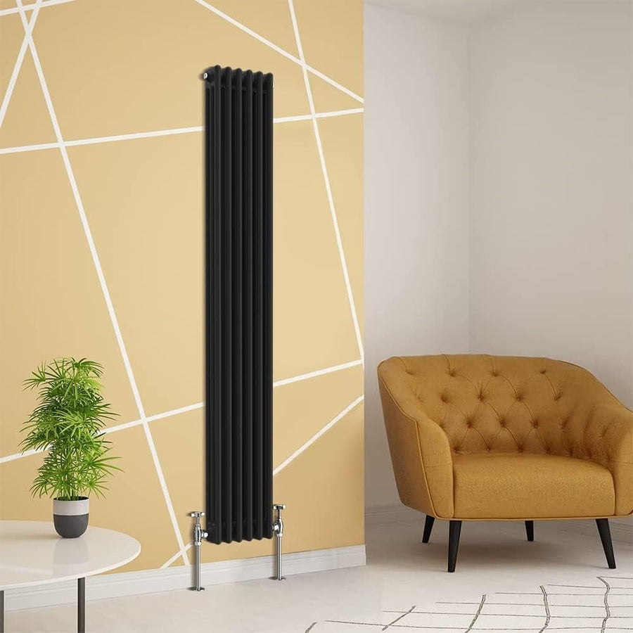 Triple Column Vertical Radiator Black Cast Iron Style 1800x292mm