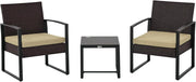 Outdoor Rattan Bistro Set 3 Piece Garden Chairs Table Cushioned Patio