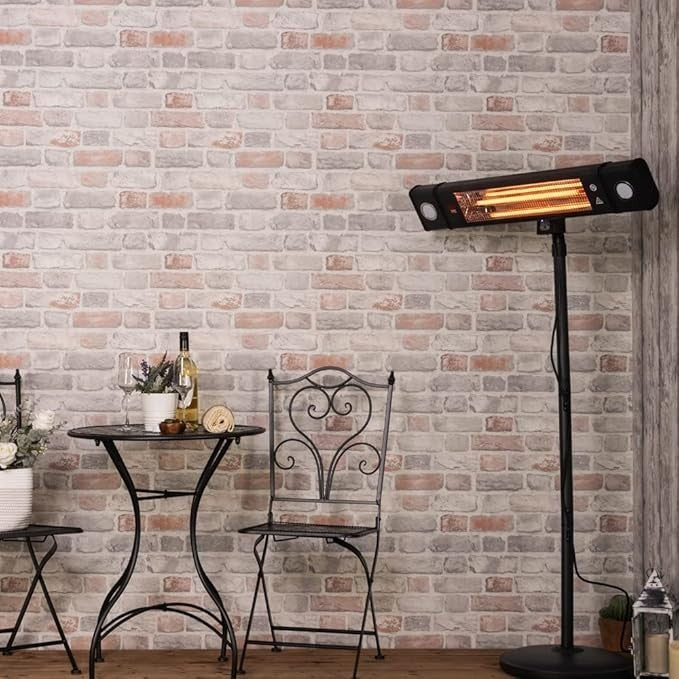 Outdoor Wall Mount Patio Heater 1800W LED Light IP44 Remote Safe Heat