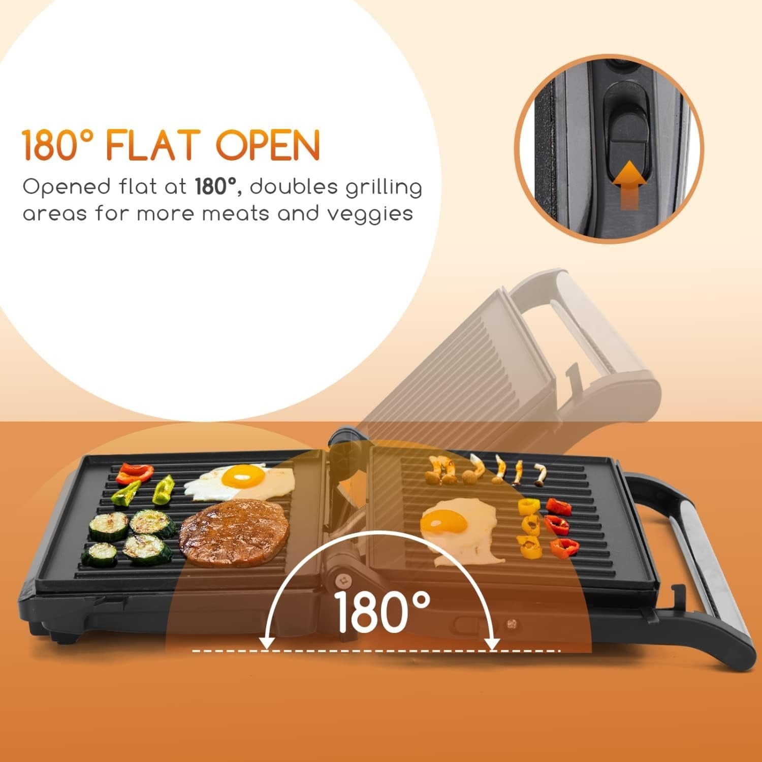 Panini Press Grill Toaster Maker Non-Stick 180° Open 800W Stainless Steel