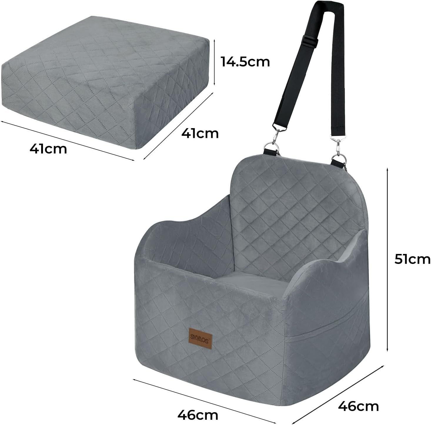 Elevated Pet Booster Seat for Dogs Washable Travel Bed Anti Slip 16KG
