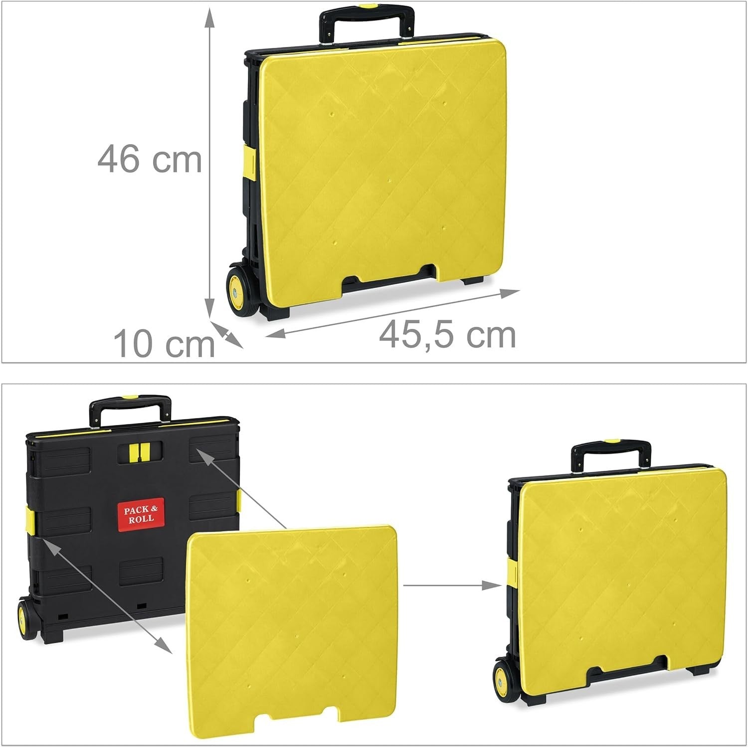 Foldable 50L Yellow/Black Shopping Trolley with Telescopic Handle – Up to 35kg