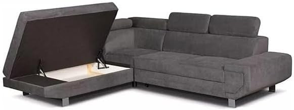 Pull Out Sofa Bed with Storage – Grey 5 Seater LH Corner Sleeper Couch
