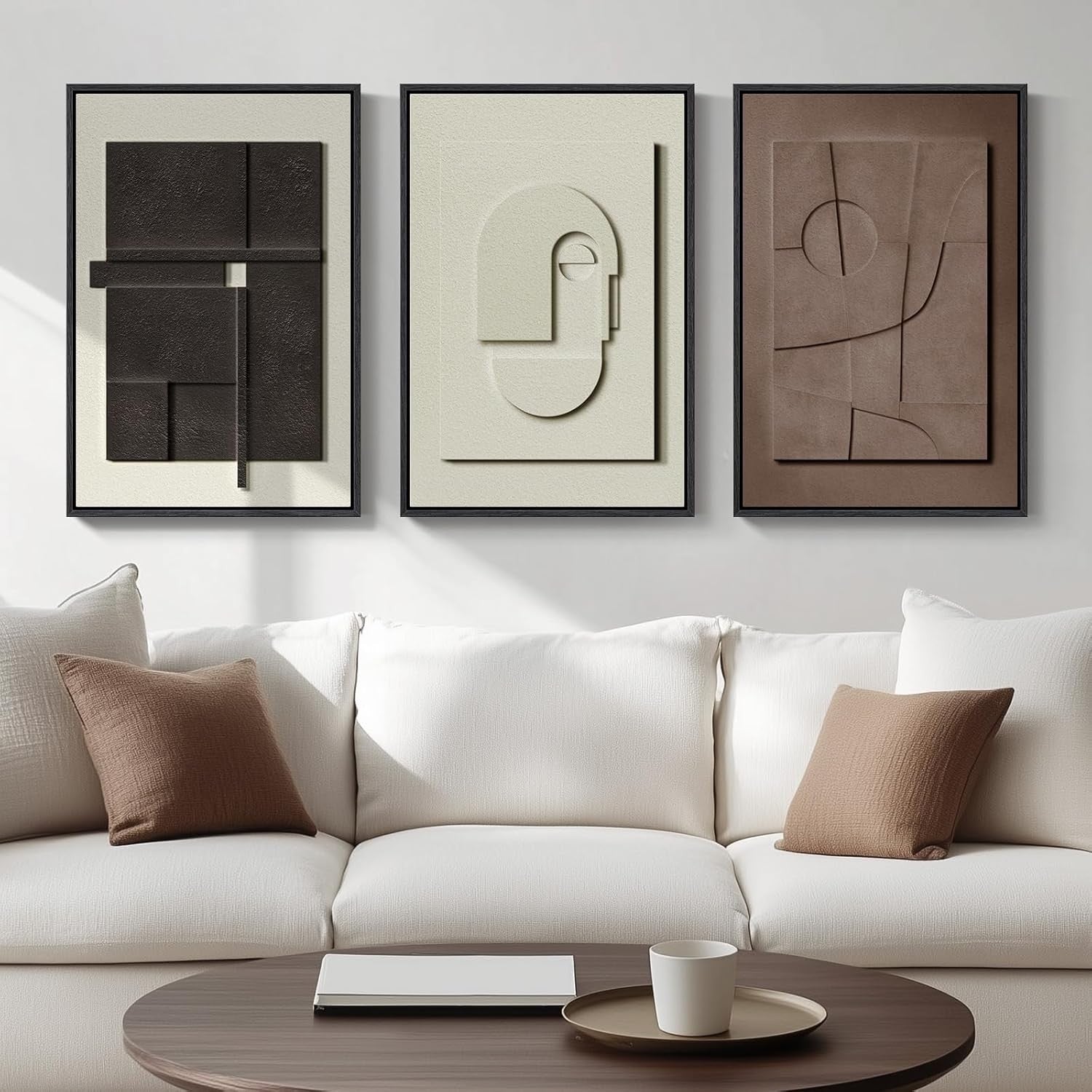 3D Textured Wall Art Set 3pc 16x24in Framed Abstract