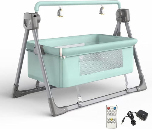 Electric Baby Crib Bassinet Auto Rocking Cot with Music & 5-Speed Swing Green