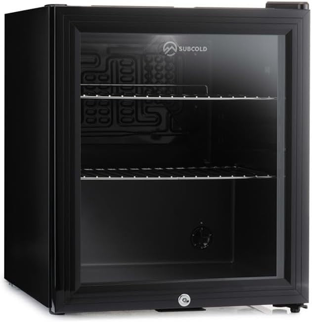 46L Mini Fridge Cooler Drinks Wine Beer LED Light Lock Energy Efficient
