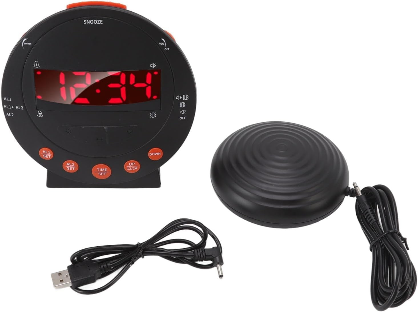 Loud Vibrating Alarm Clock Bed Shaker Flashing Light Heavy Sleepers