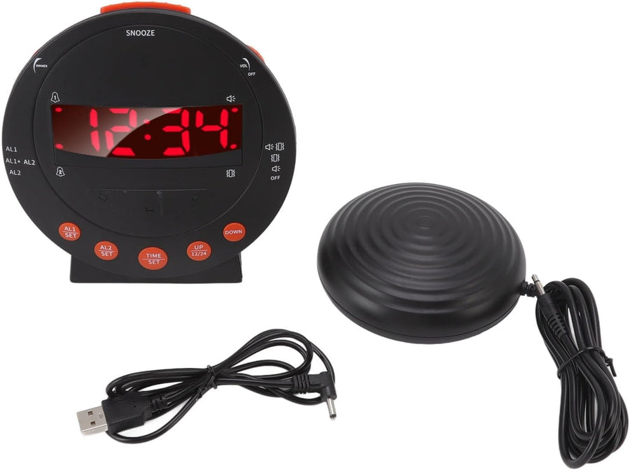 Loud Vibrating Alarm Clock Bed Shaker Flashing Light Heavy Sleepers