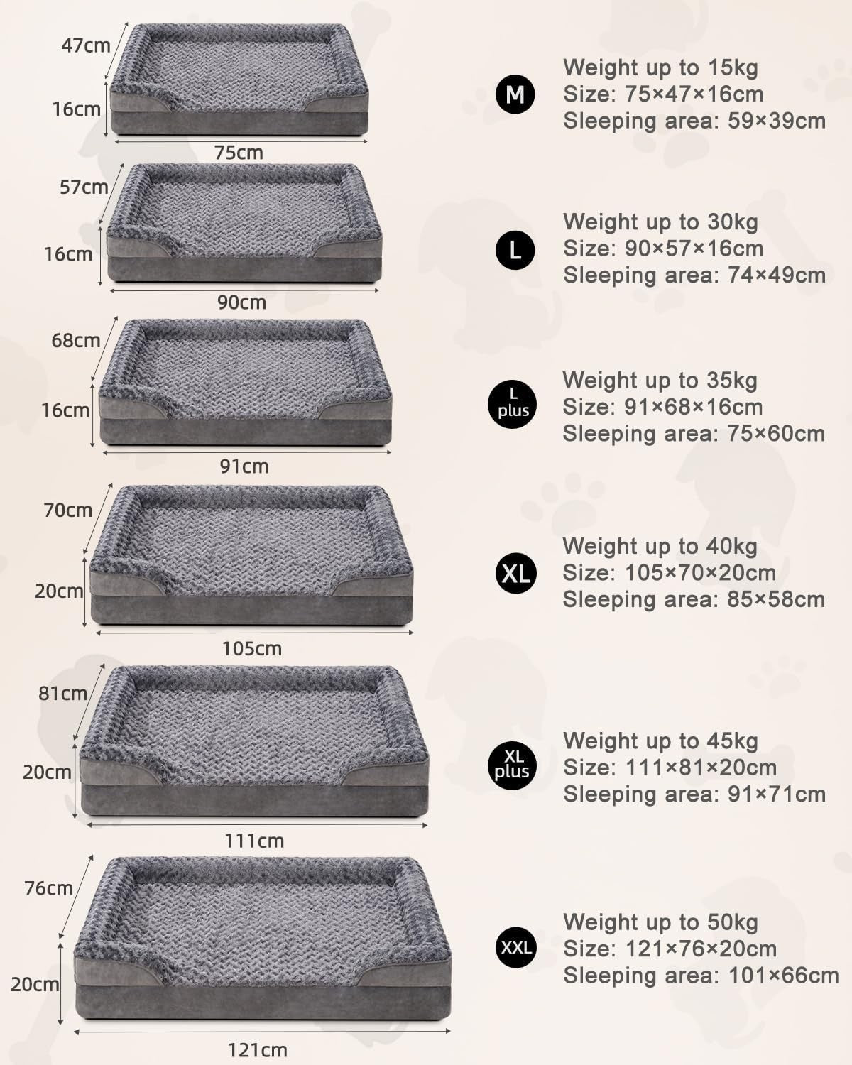 Large Orthopedic Memory Foam Dog Bed Washable 90x57cm