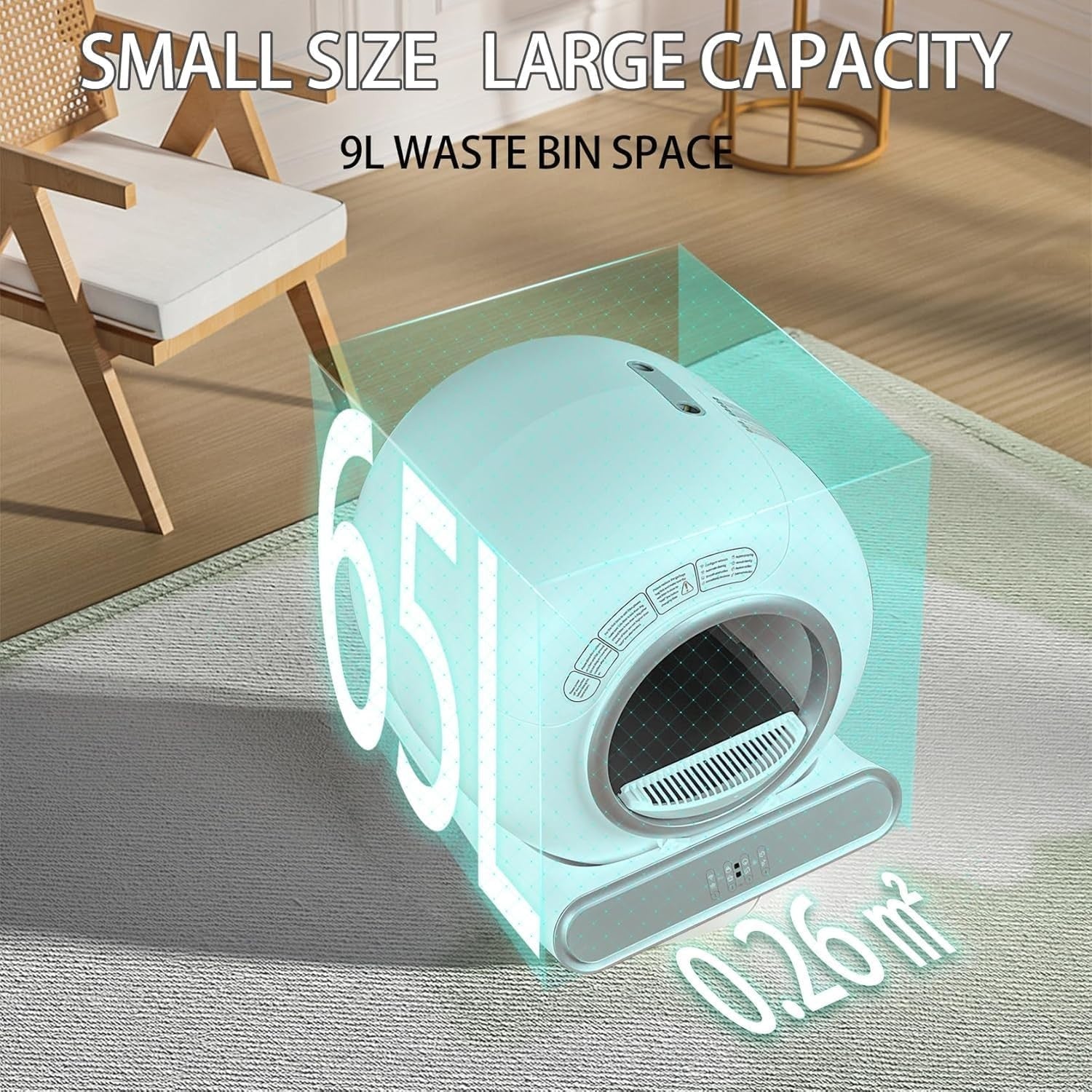 Self Cleaning Cat Litter Tray Automatic App Control Odour Free 65L Box