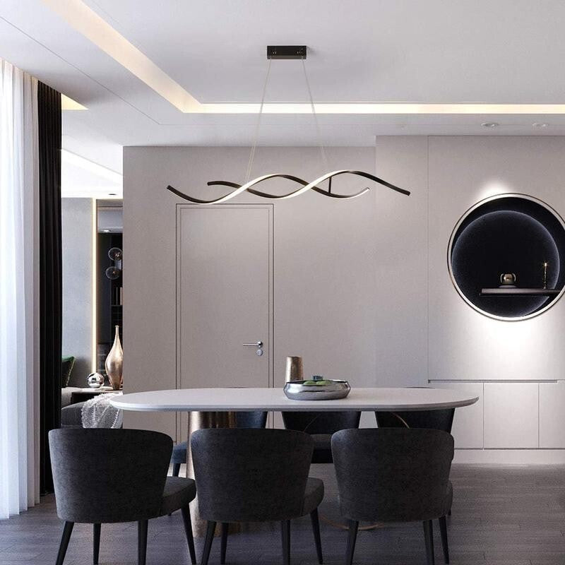 Wave LED Pendant Chandelier Light Remote Dimmable 40W Modern Flush Lamp