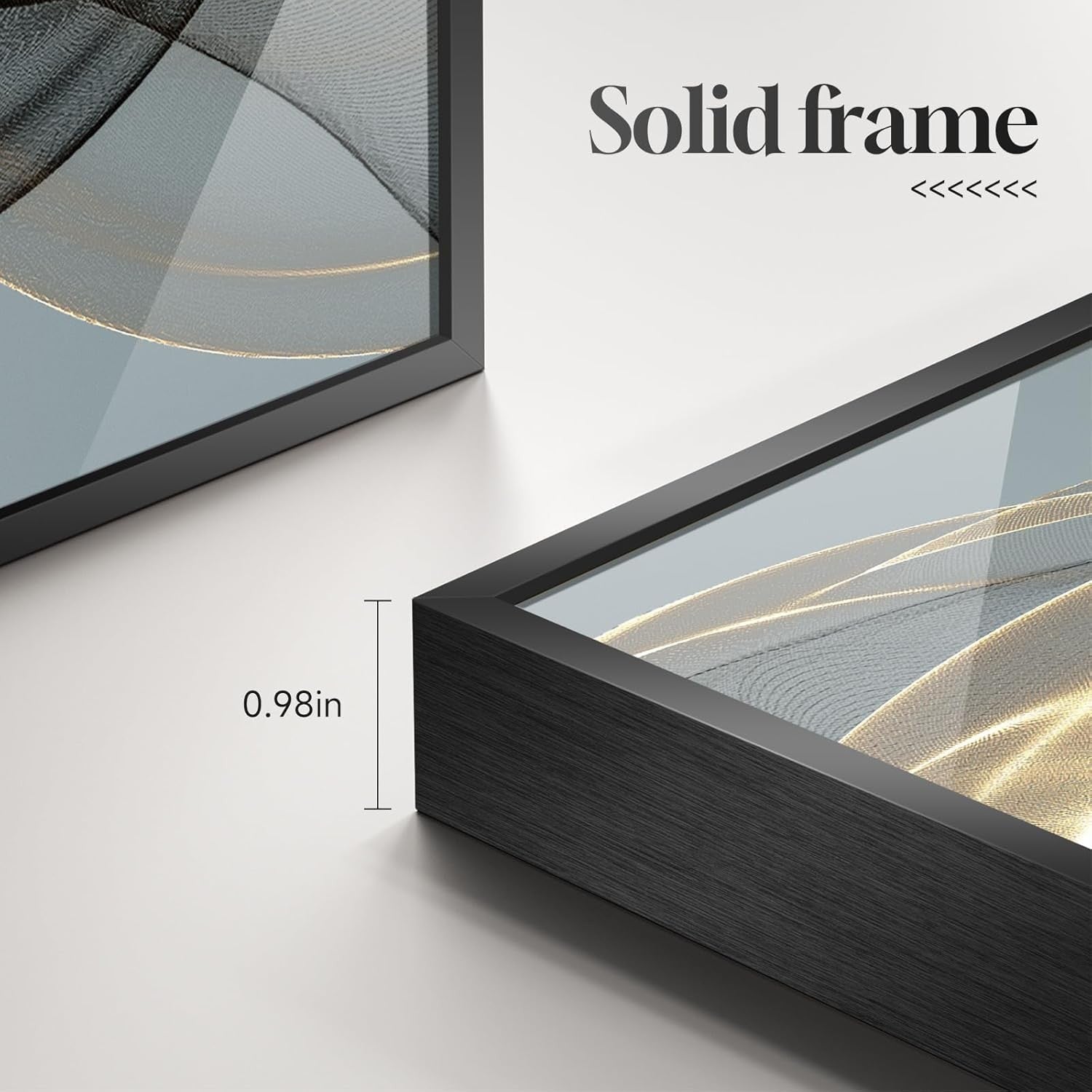 Large Abstract Wall Art Set 3 Piece Framed Modern Luxury Black Gold Prints