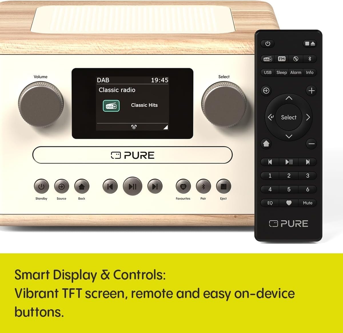 Compact DAB+ CD Radio Bluetooth 5.3 USB AUX Alarm Clock Remote