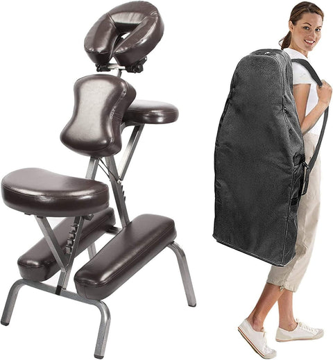 Portable Massage Chair Lightweight Adjustable Folding Spa Tattoo Therapist Brown