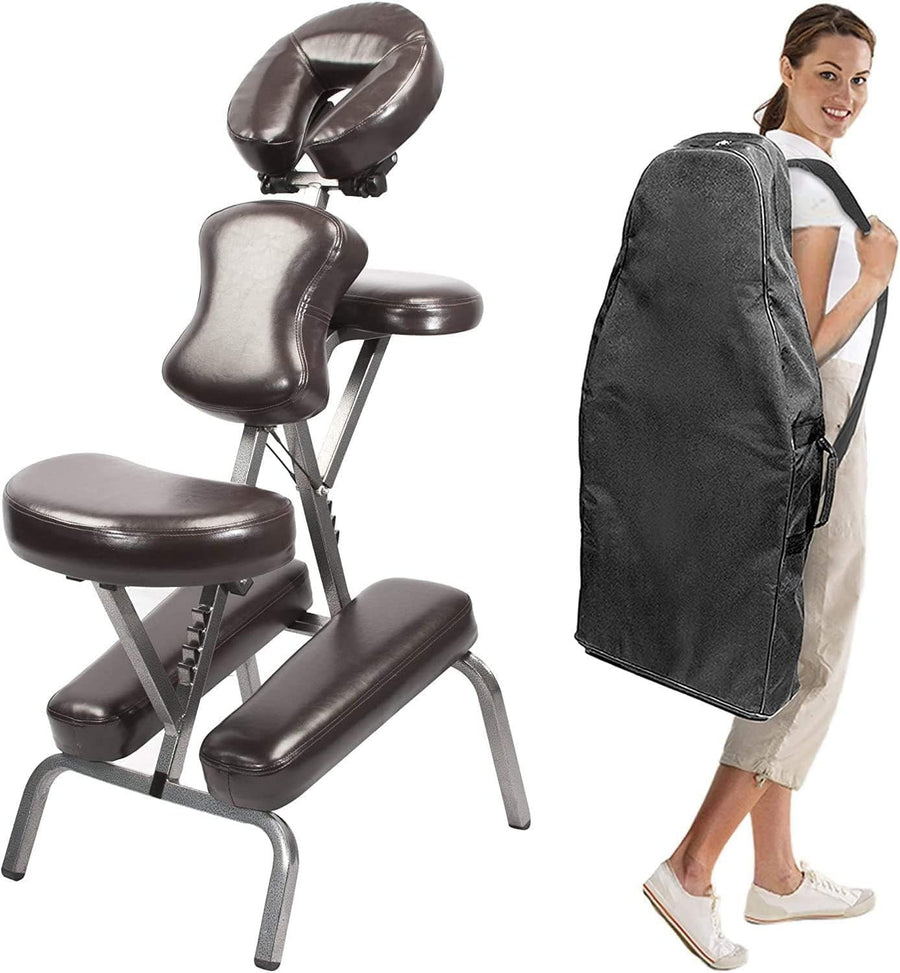 Portable Massage Chair Lightweight Adjustable Folding Spa Tattoo Therapist Brown